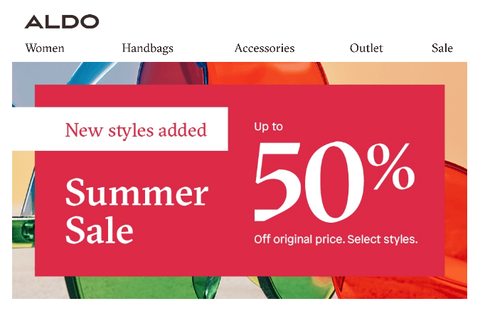 email banner aldo