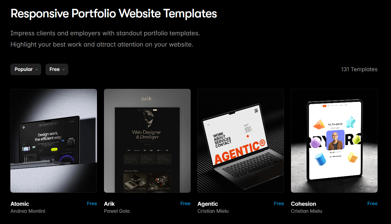 framer portfolio website