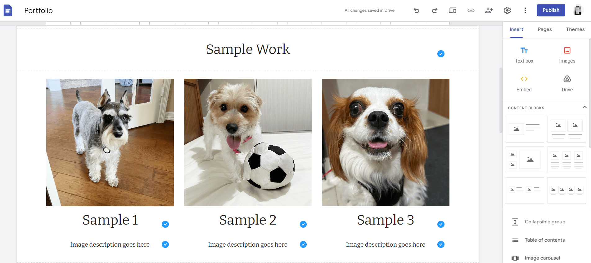 building a portfolio website with google sites