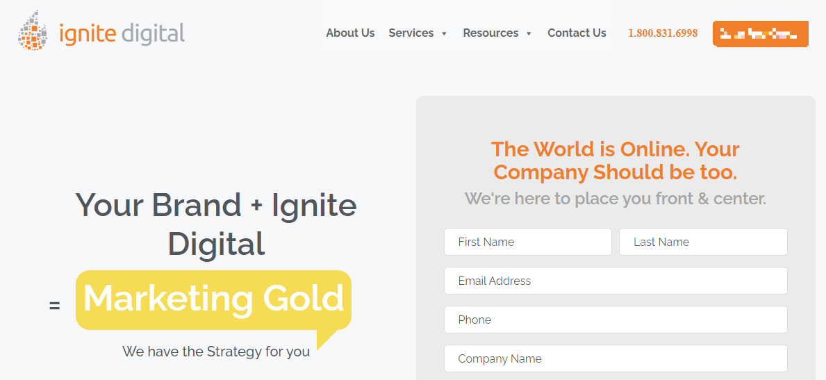 Ignite Digital homepage