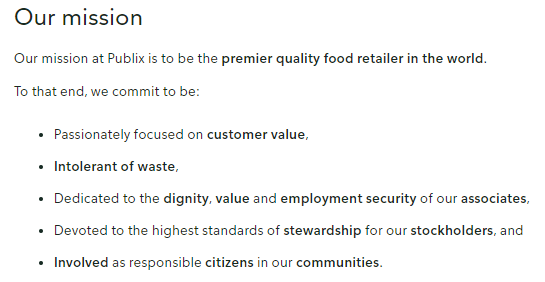 mission statement publix