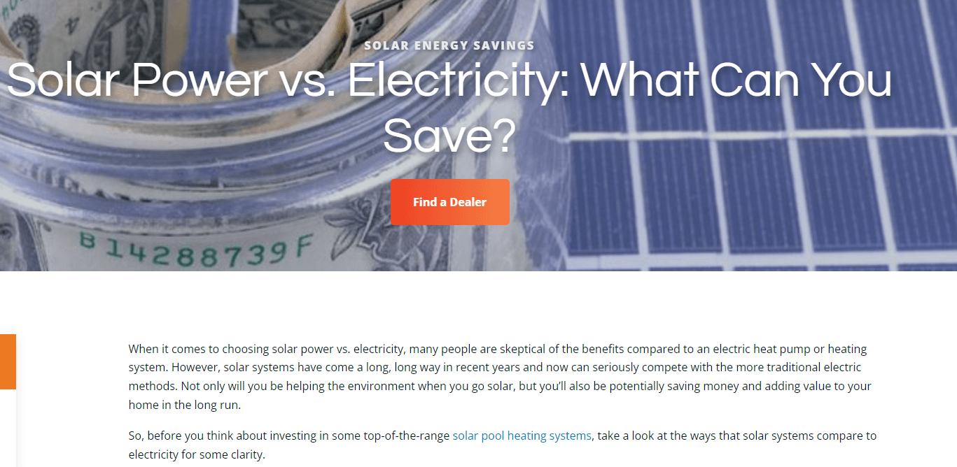 Blog post about solar vs. electric power