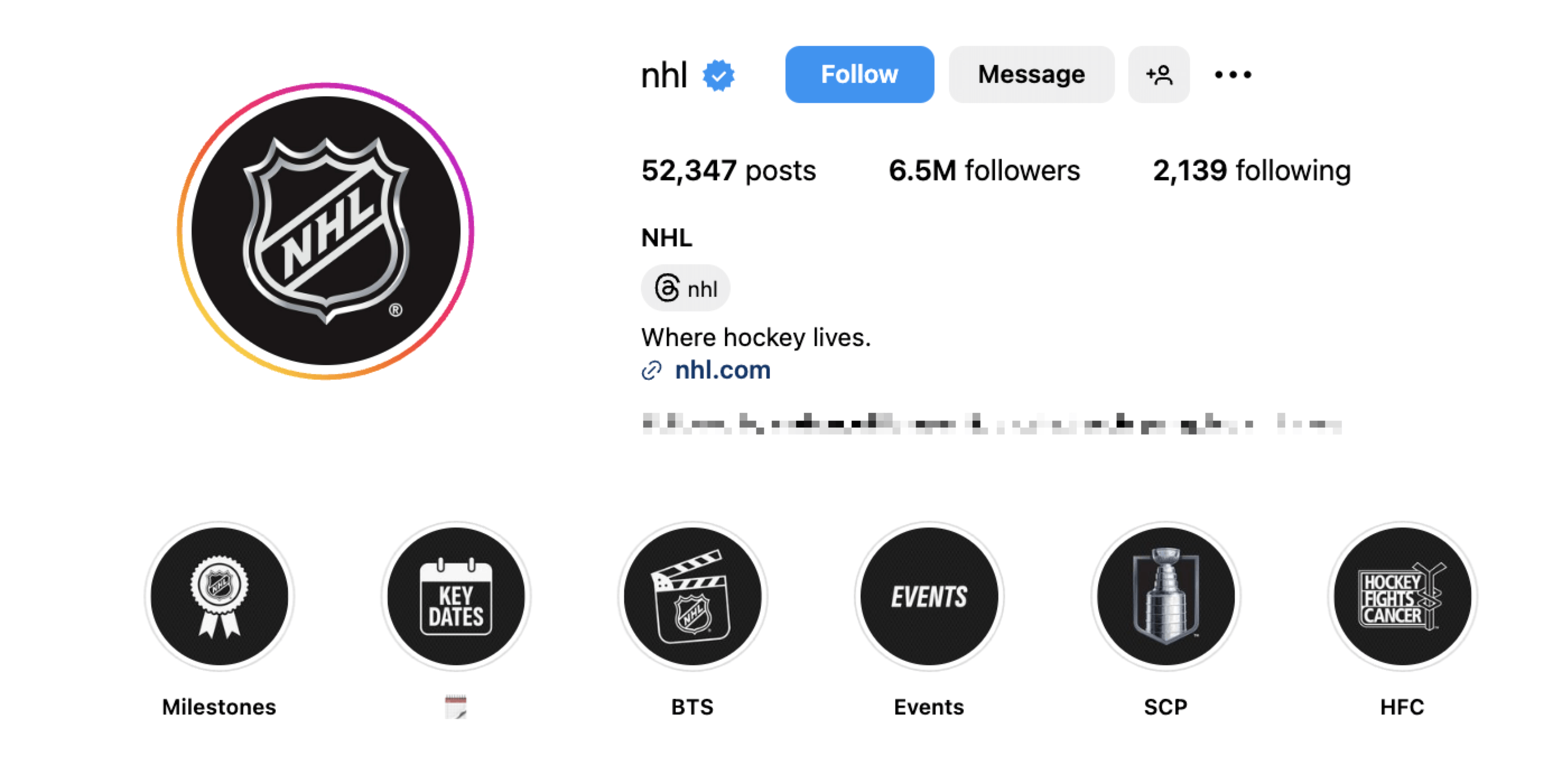 nhl instagram profile