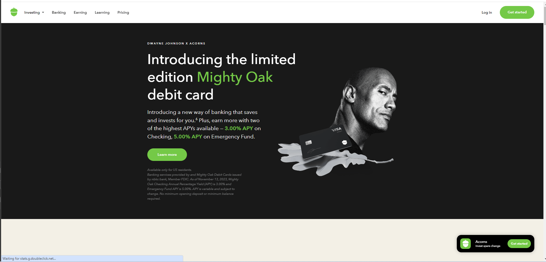 Acorn fintech web design
