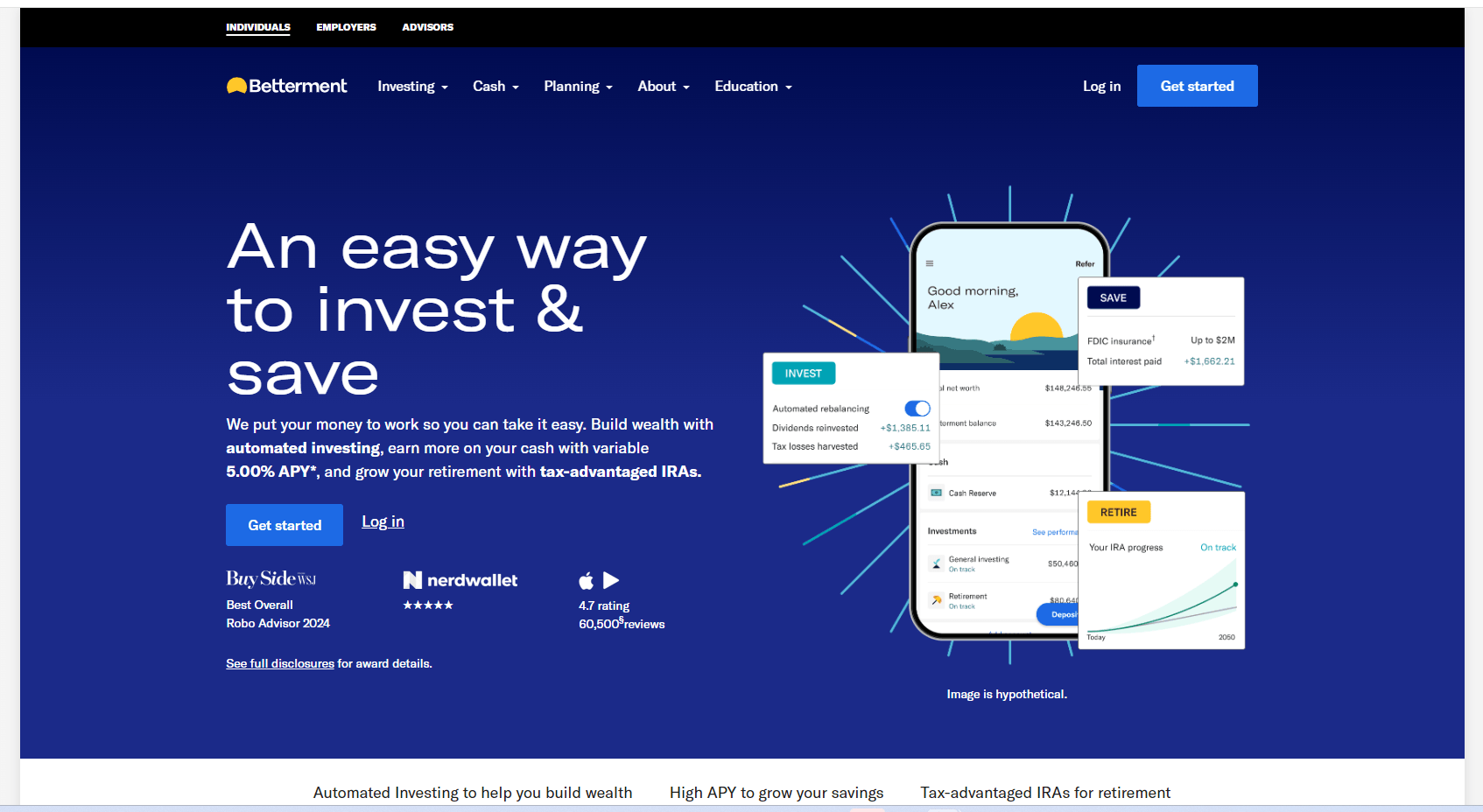 Betterment fintech web design