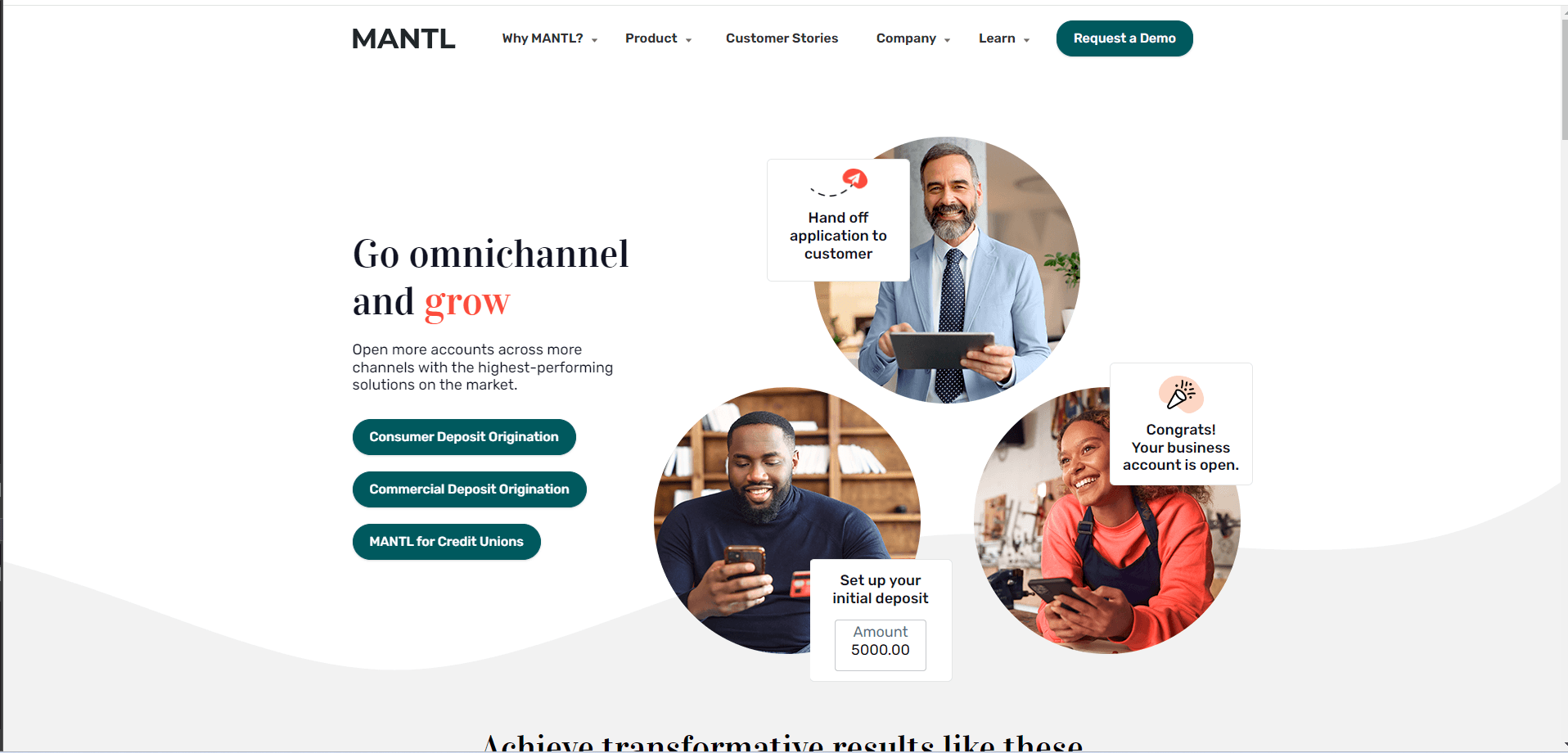 Mantl web design fintech