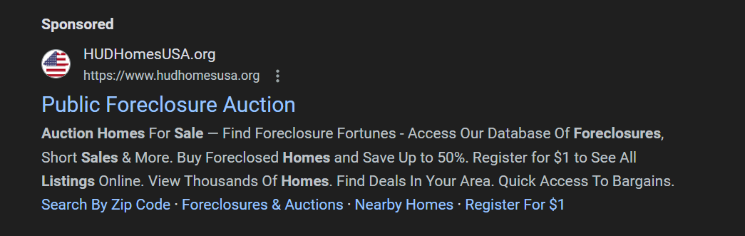 PPC advertisements for an auction house