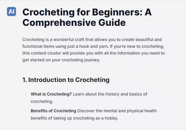 Content cluster around crocheting