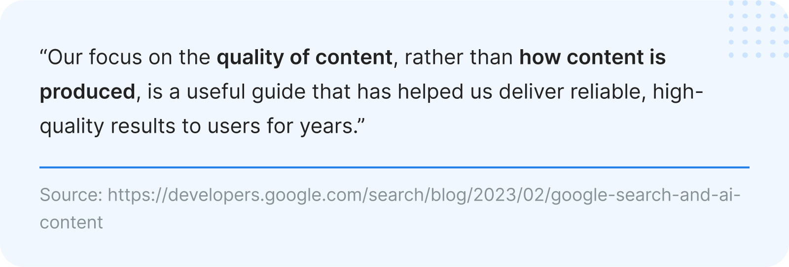 statement from Google about content creation