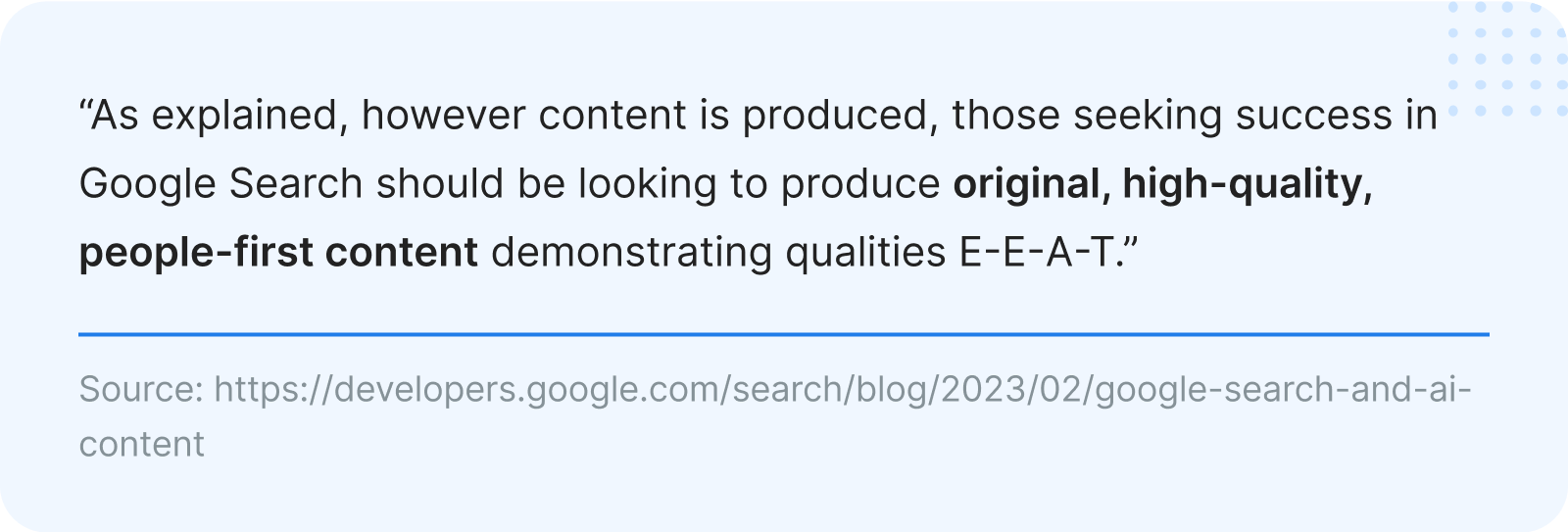 Excerpt from Google about E-E-A-T