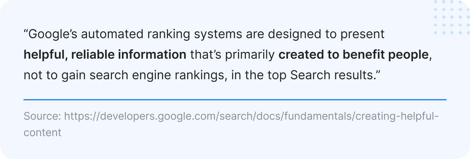 Google Guidelines on content creation