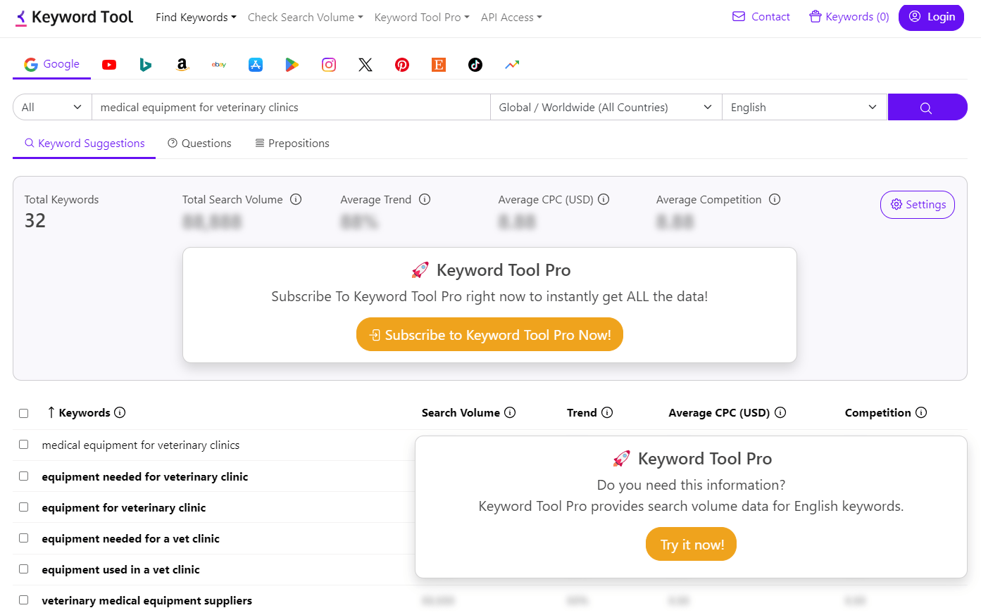 using keyword tool io