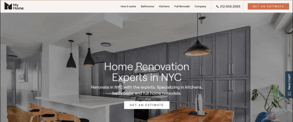 Homepage for My Home contracting company