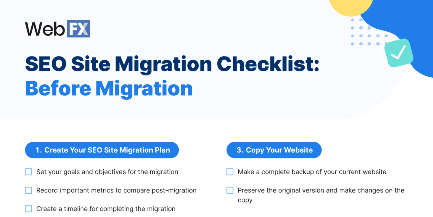 Checklist for SEO site migration before migrating