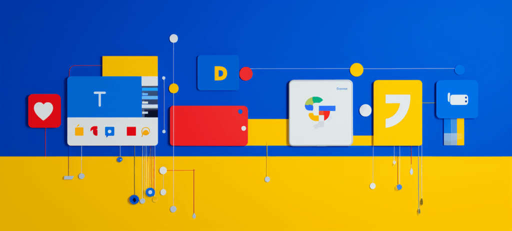squares on a blue and yellow wall