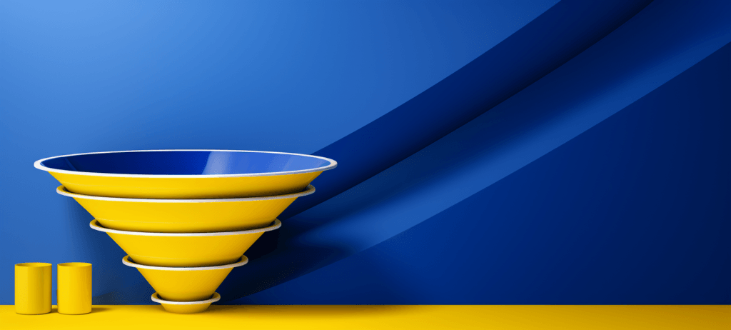 Yellow funnel sitting on a table