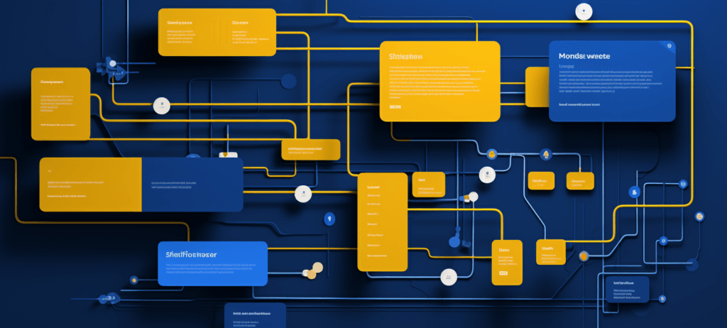 Yellow and blue boxes interconnected with wires