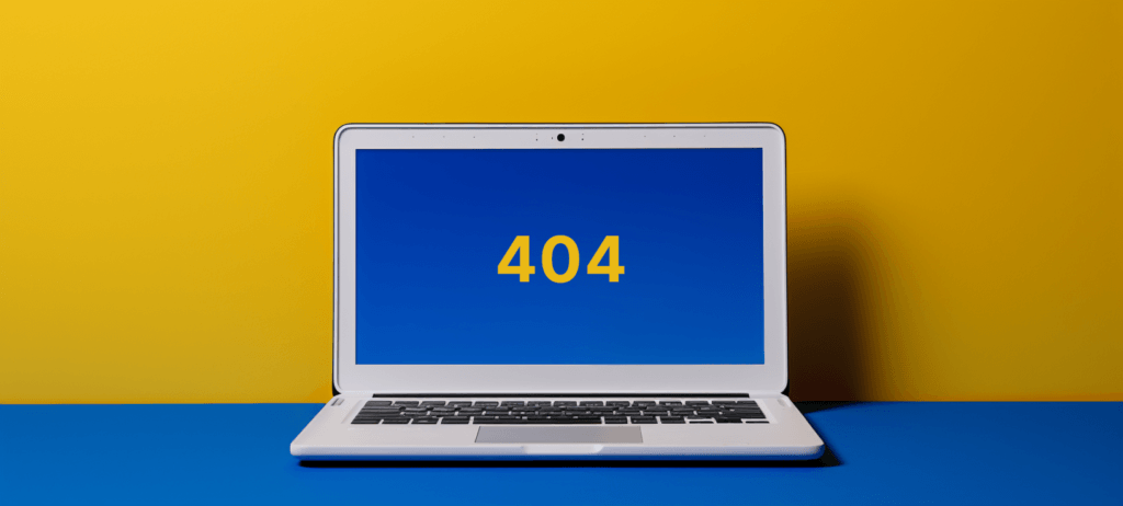 Laptop with "404" on the screen