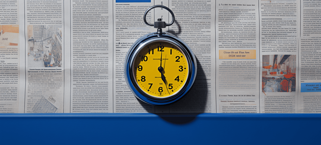 Stop watch sitting on top of a newspaper