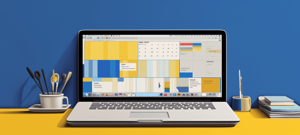 Laptop showing different software on the screen