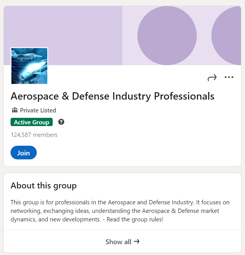Aerospace group on LinkedIn