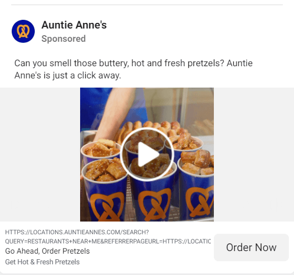 Auntie Anne's pretzel ad