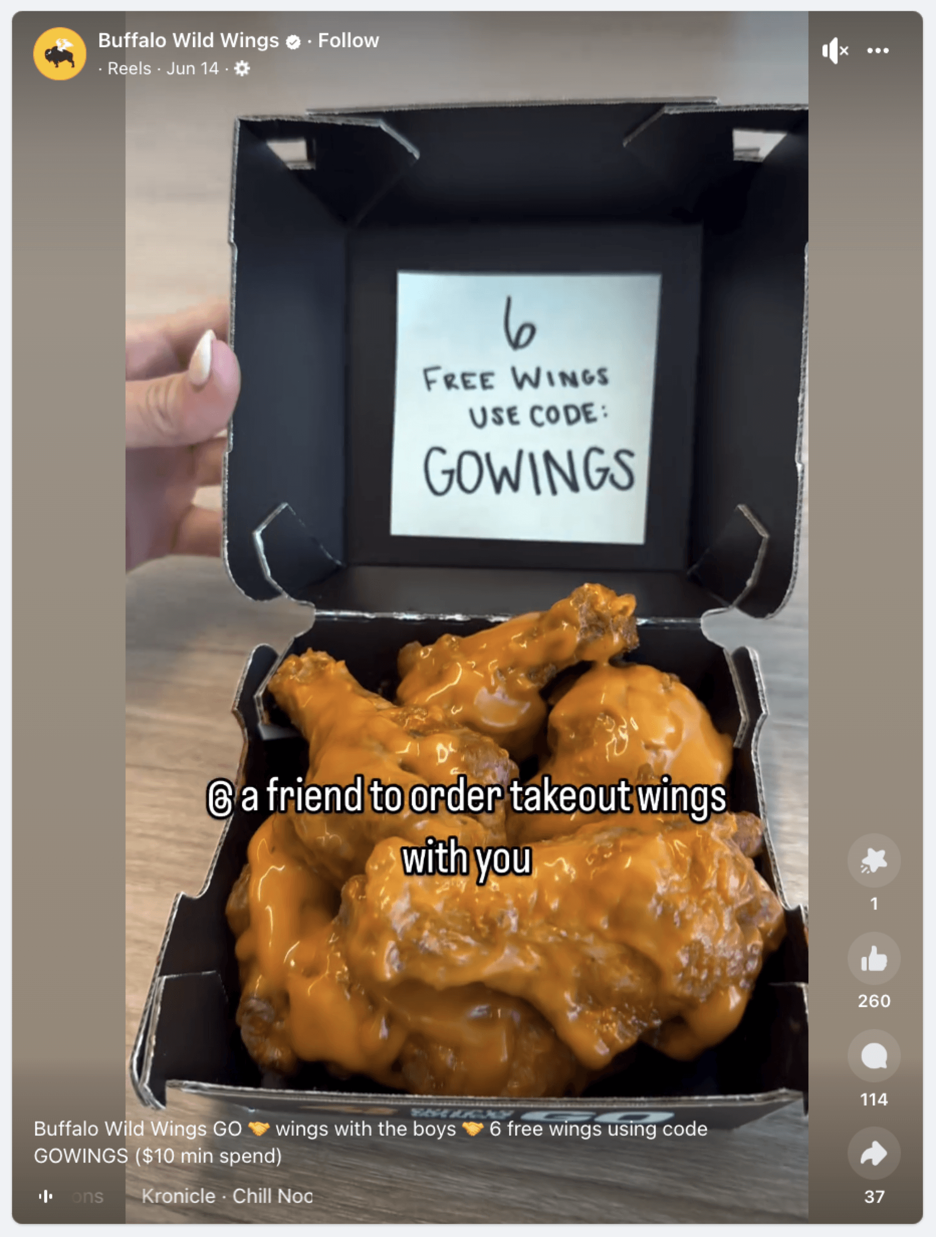 example of restaurant promotion from buffalo wild wings