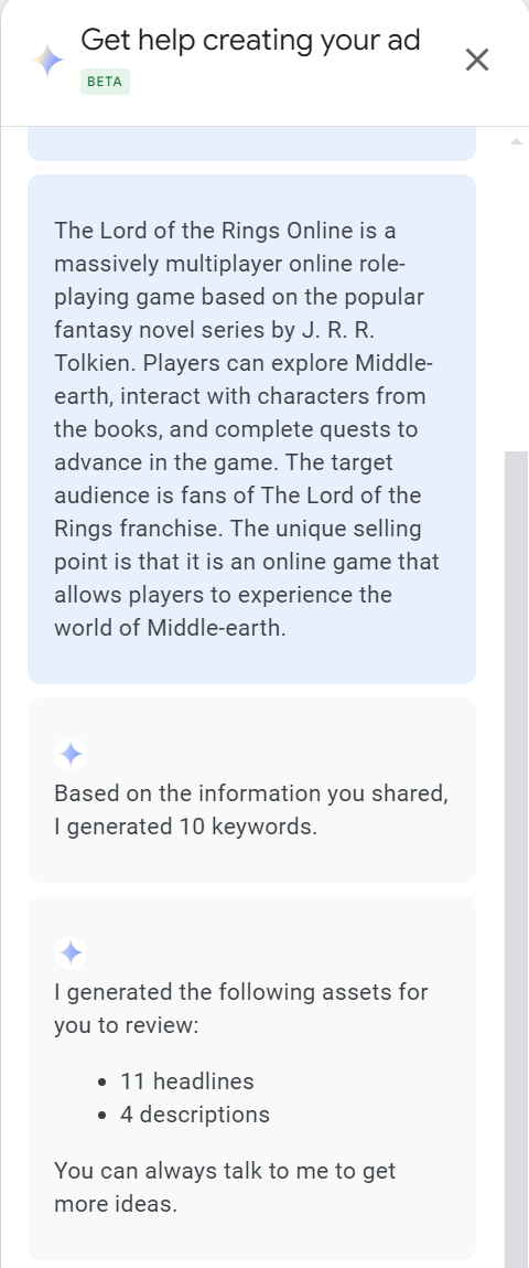 conversational experience google ads intelligence