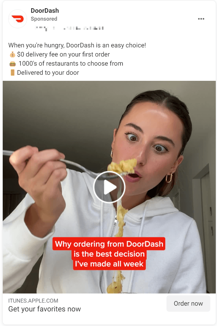 Doordash ad promoting their app/services