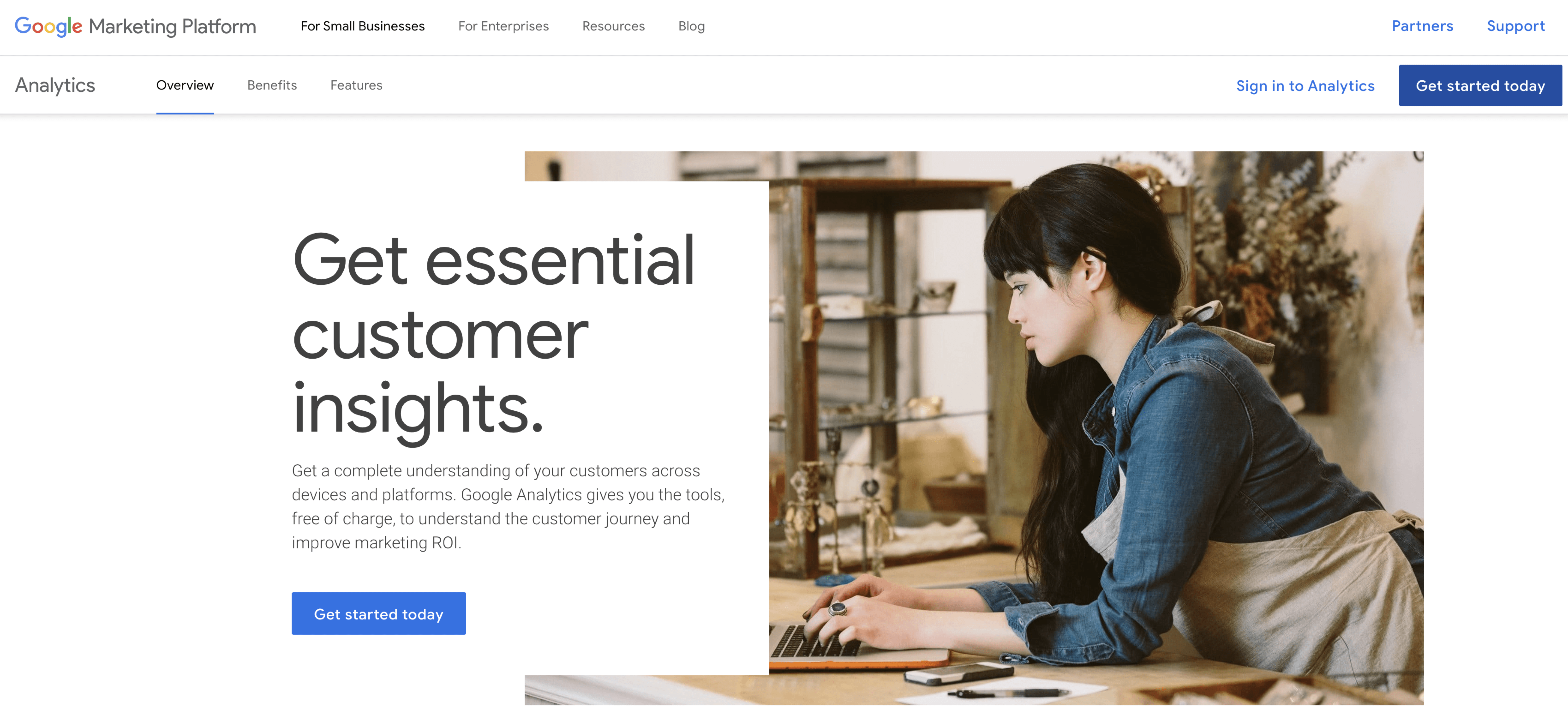 google analytics home page