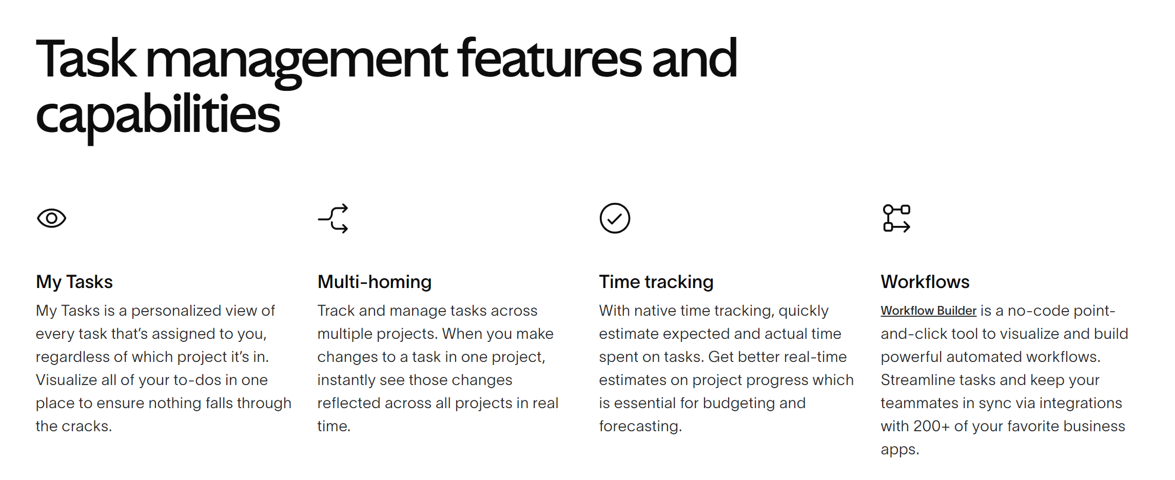 Homepage for a software company detailing their features