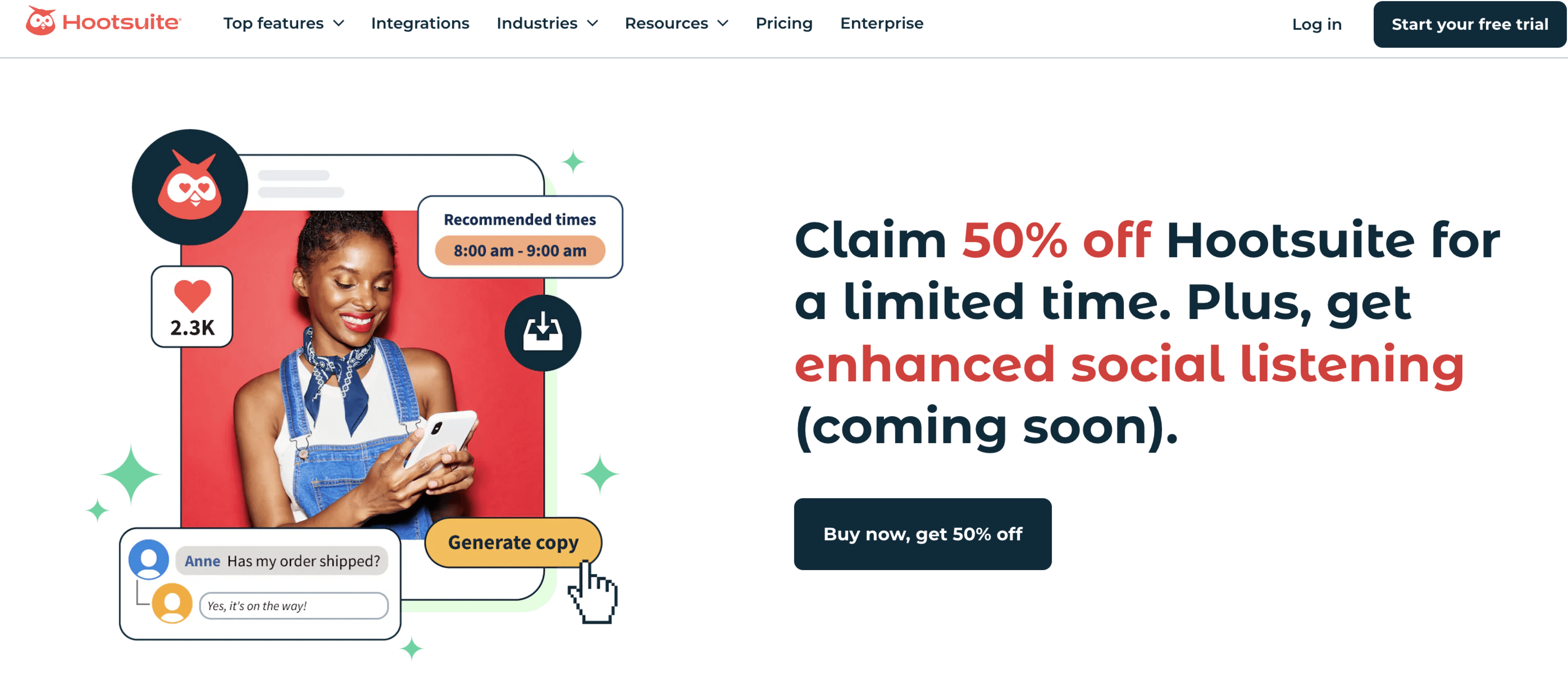 hootsuite website homepage