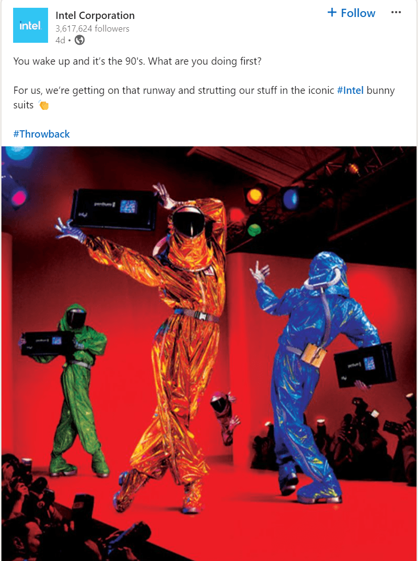 Intel social media post