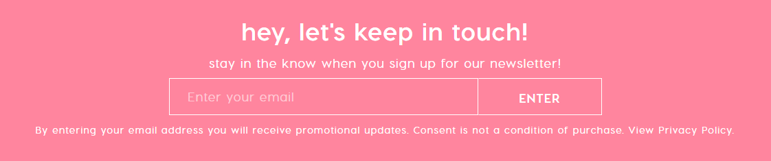 Screenshot of Colourpop's email signup form