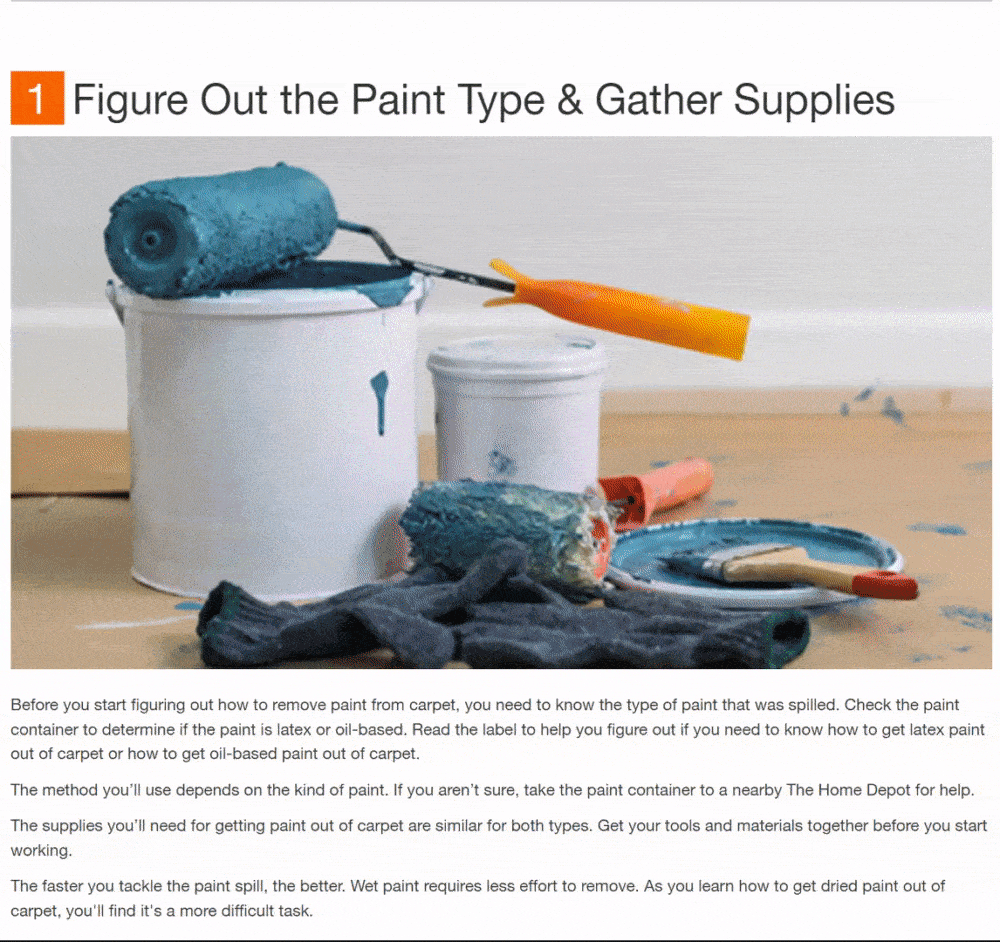 Paint removal article on Home Depot's website