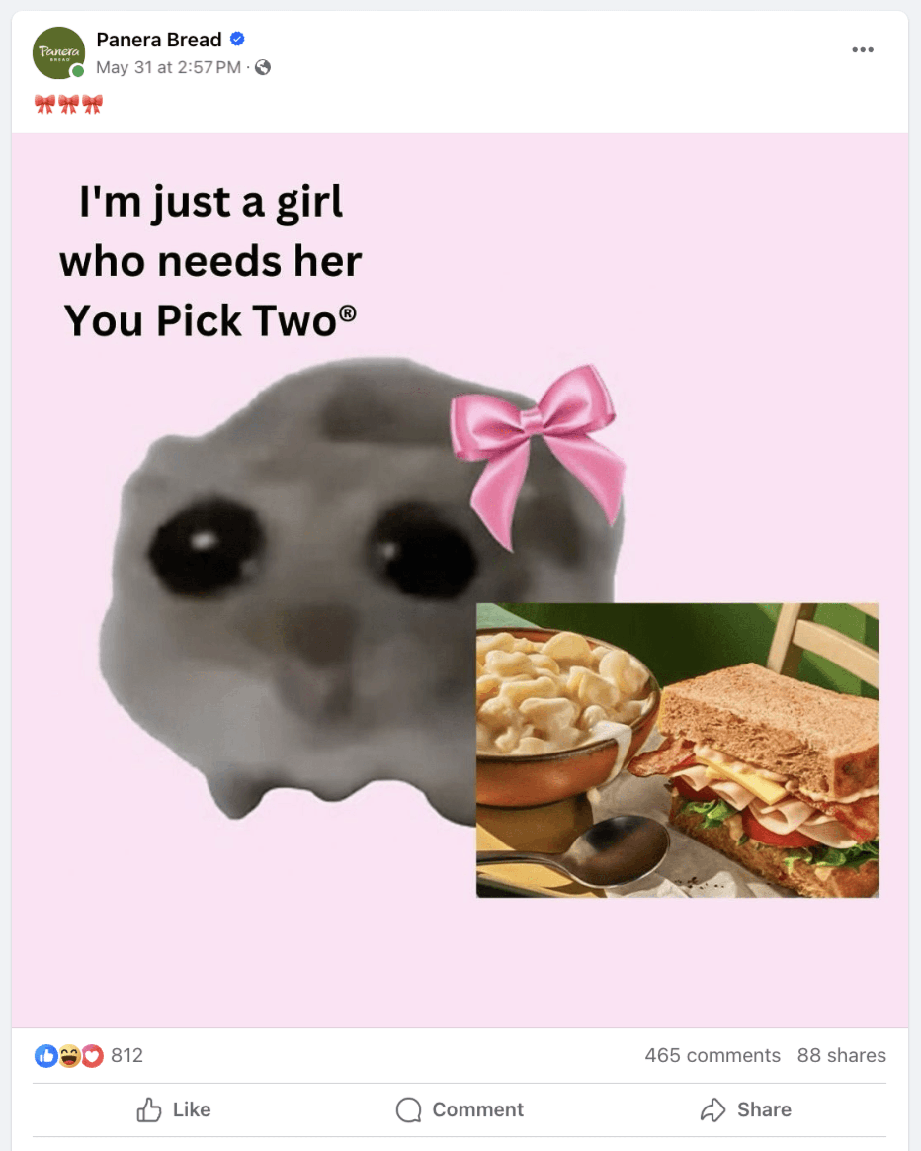 example of facebook marketing from panera