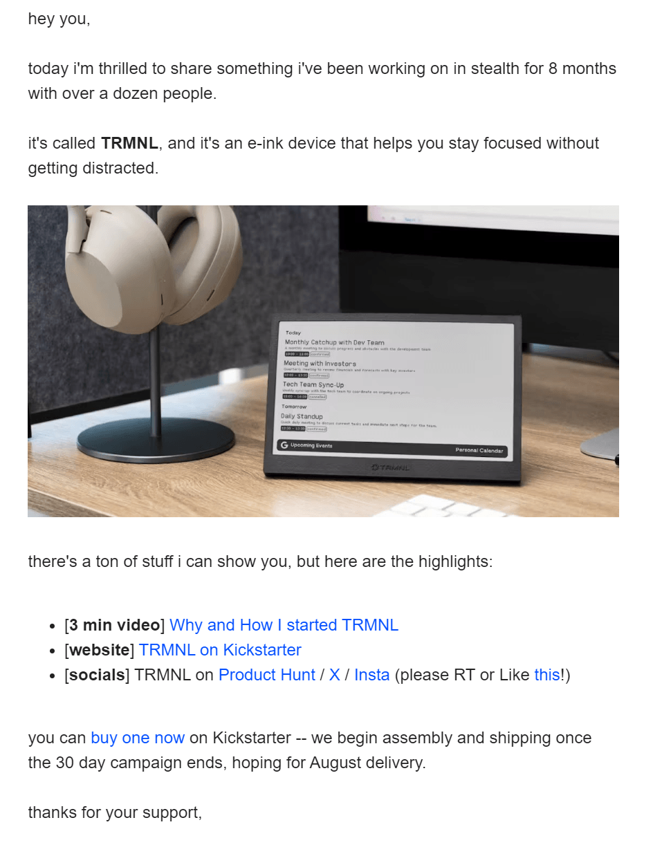 plain text email example