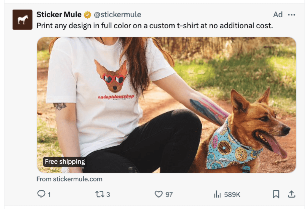 screenshot of promoted twitter ad