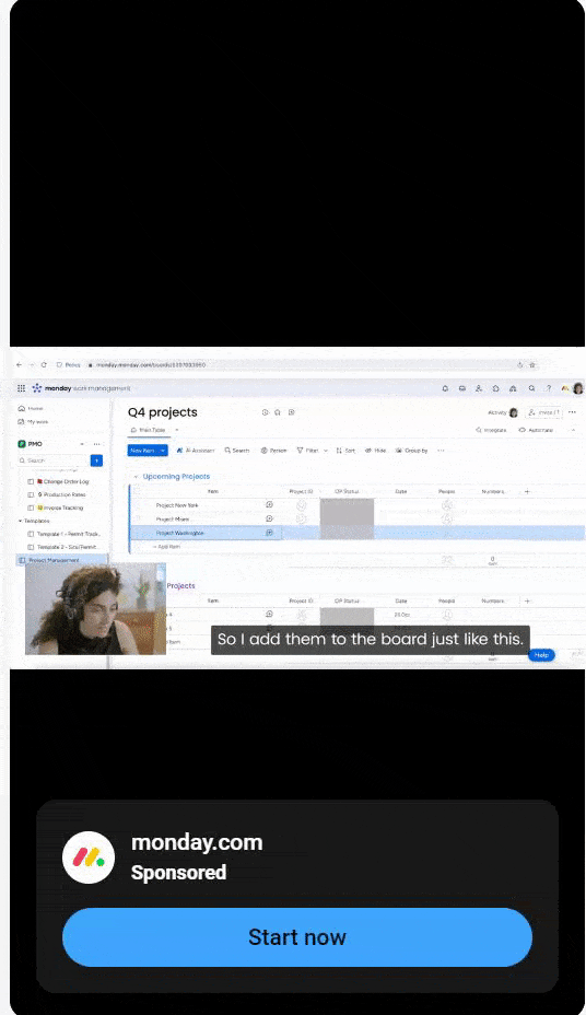 Short-form video promoting Monday.com