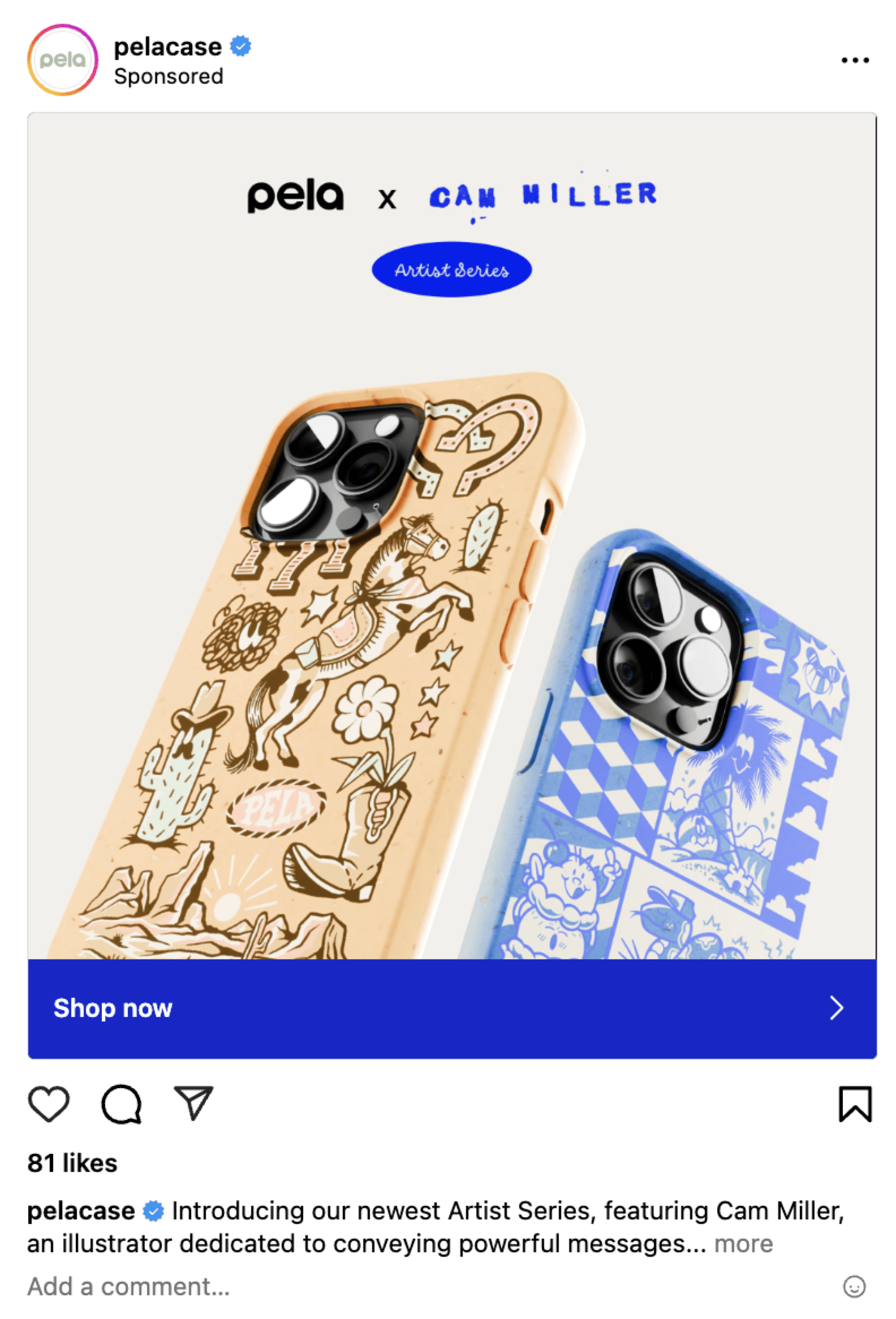 pela phone case ad on instagram