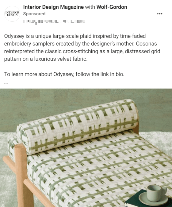 Social media ad for an interior design magazine