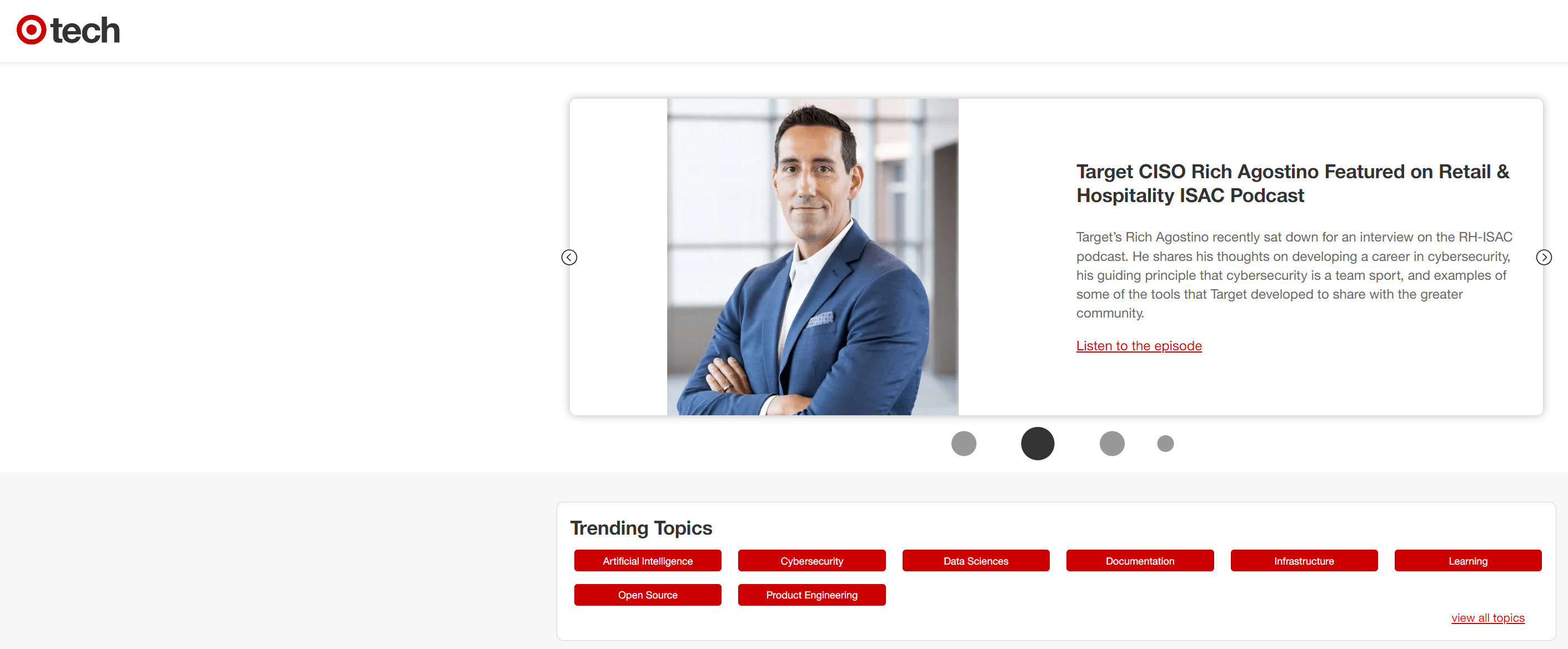 Target Tech blog homepage