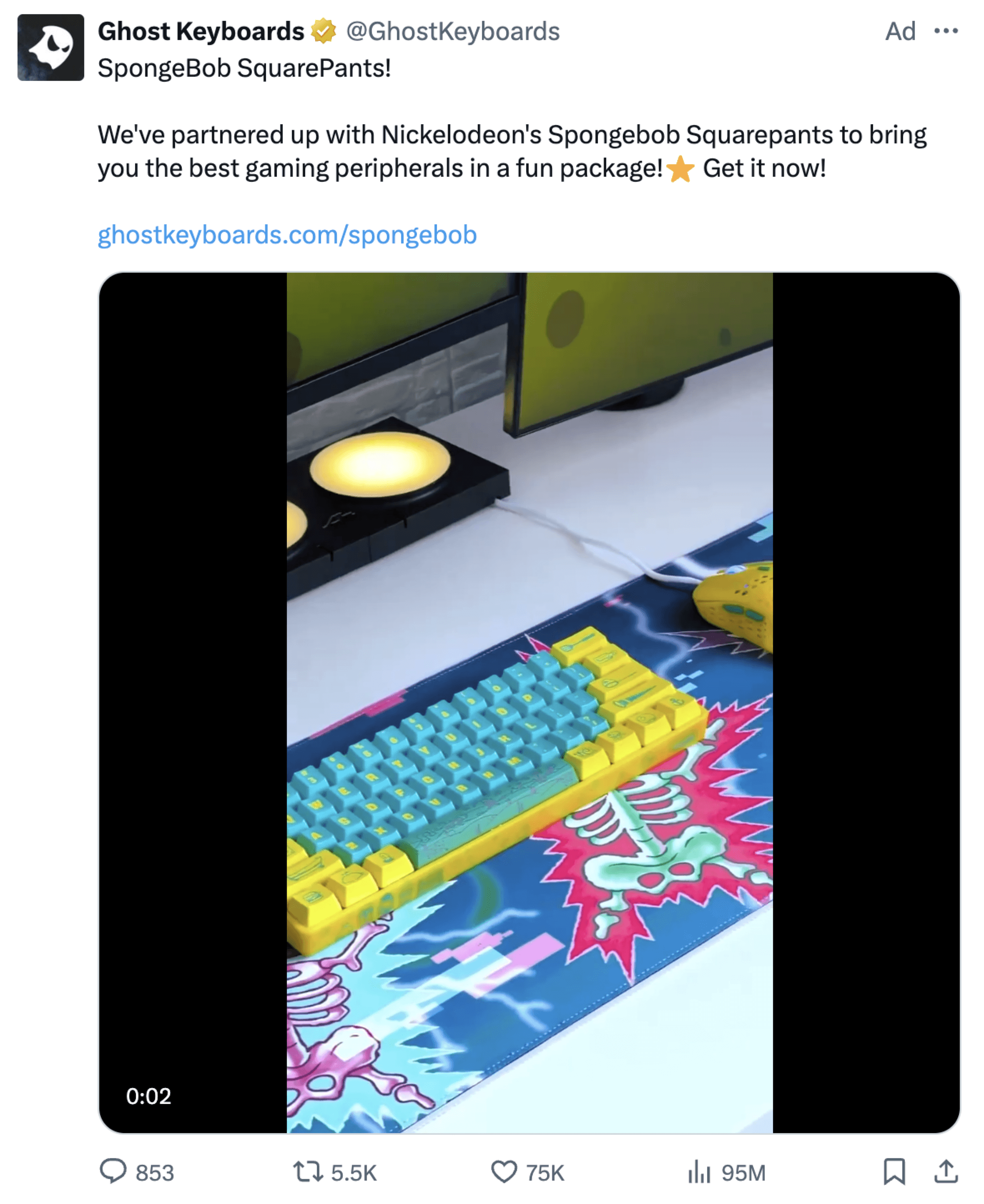 twitter ad for ghost keyboards