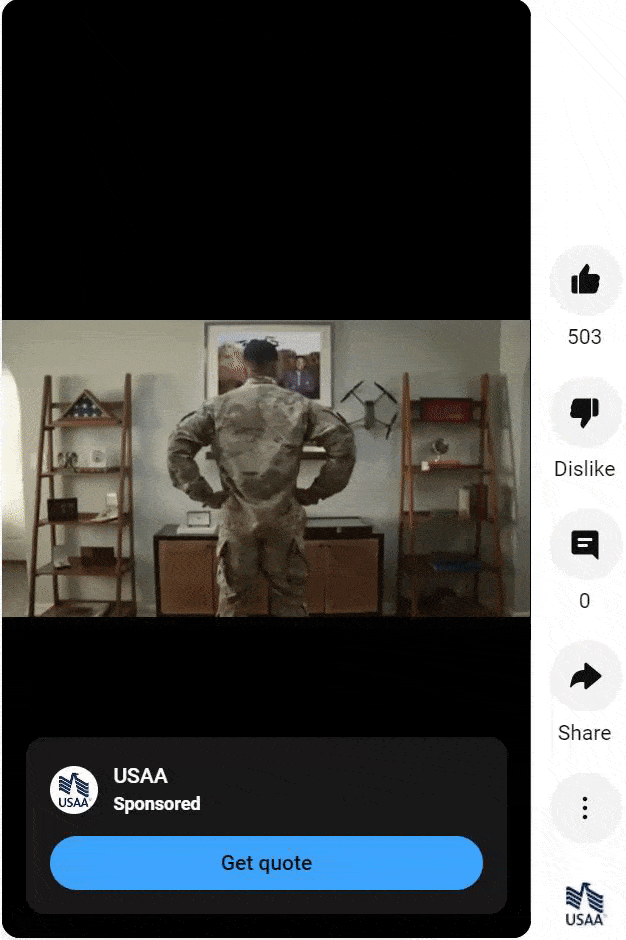 Short-form video advertisment on USAA renters insurance