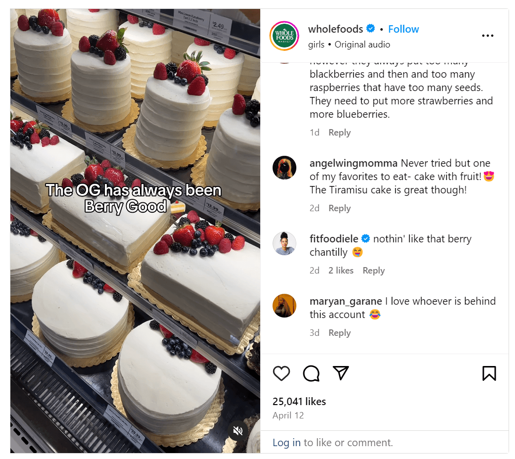 vertical video from whole foods instagram