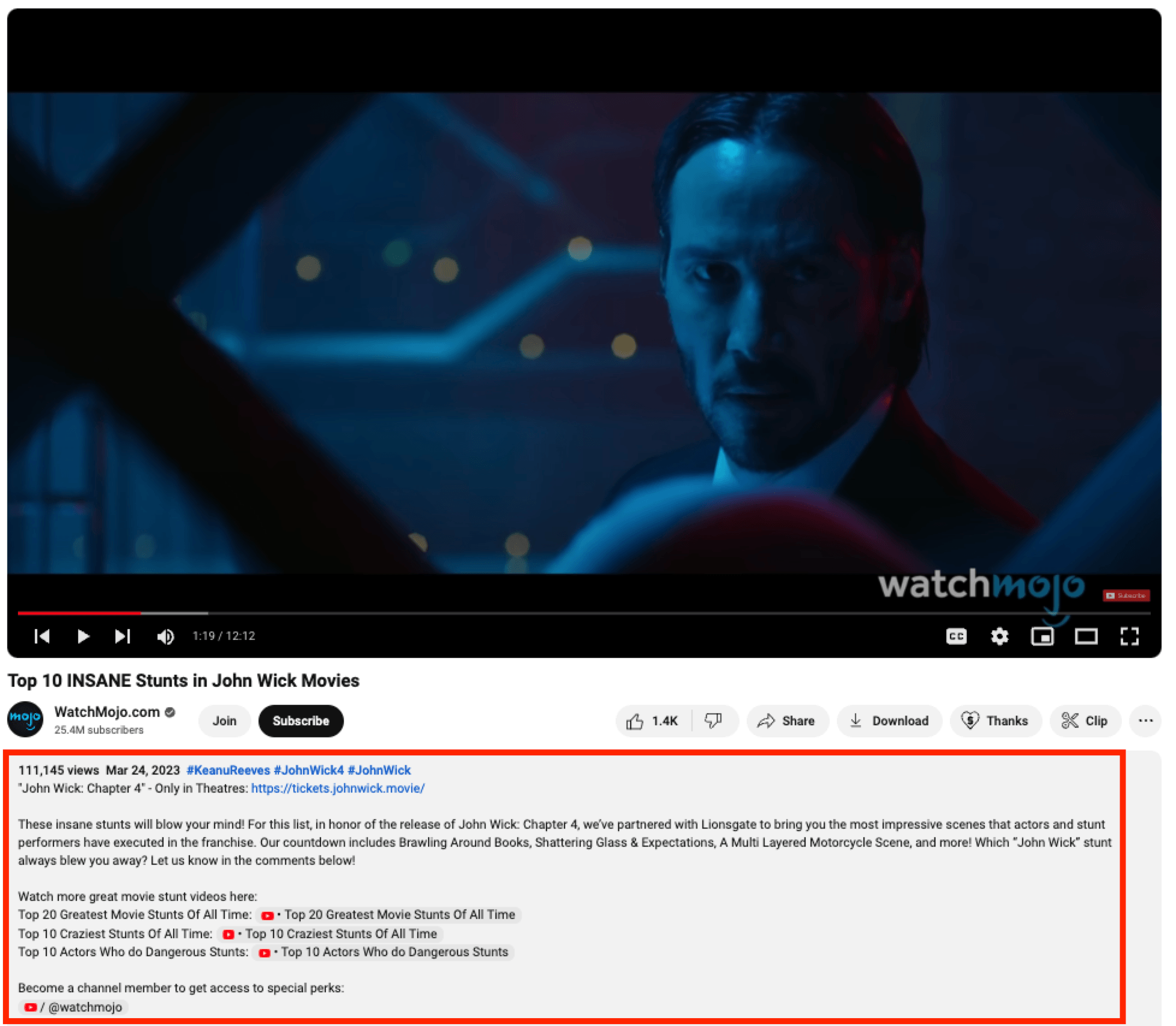 example of a youtube video description