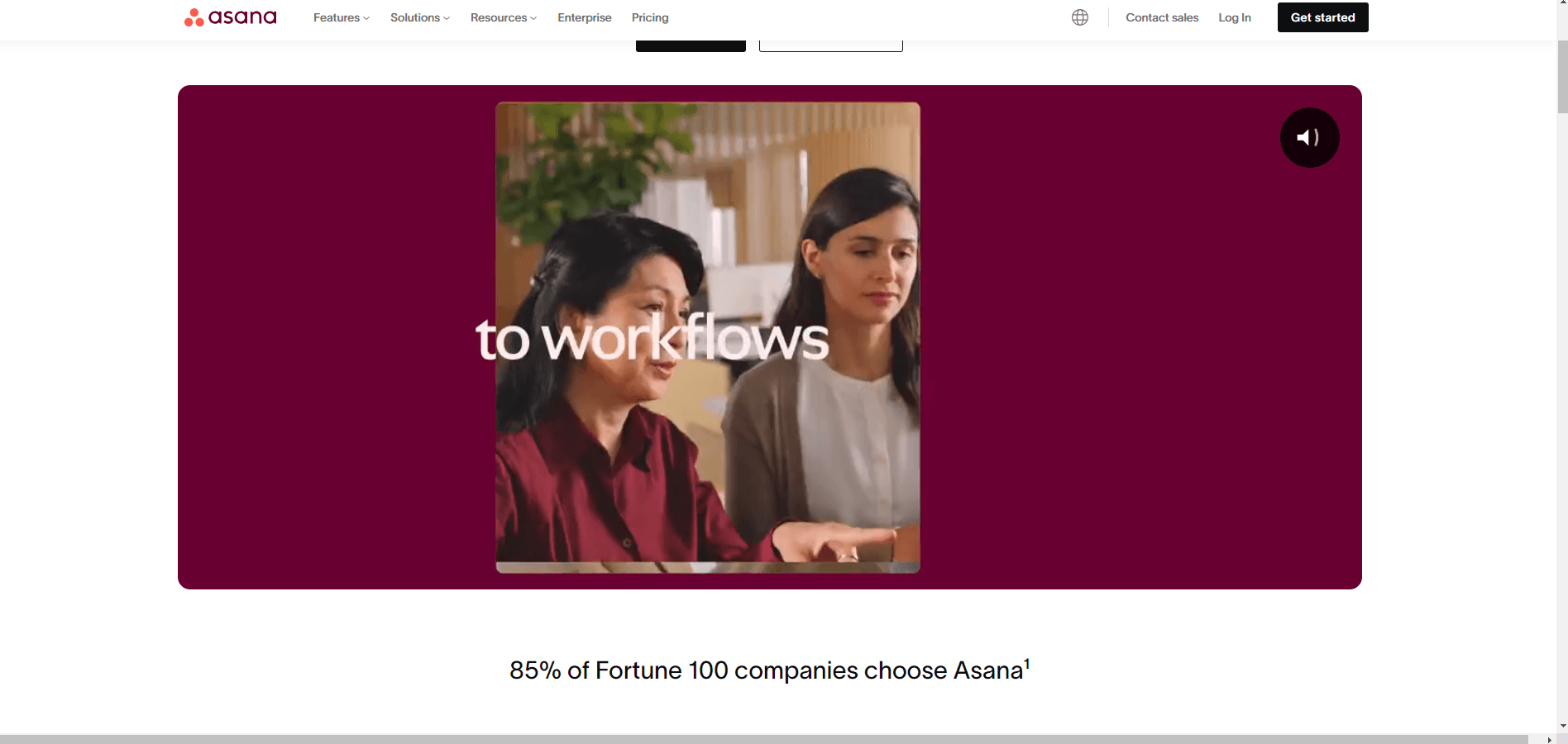 Asana Homepage example