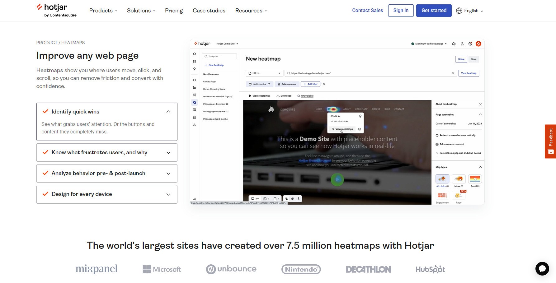 Hotjar homepage