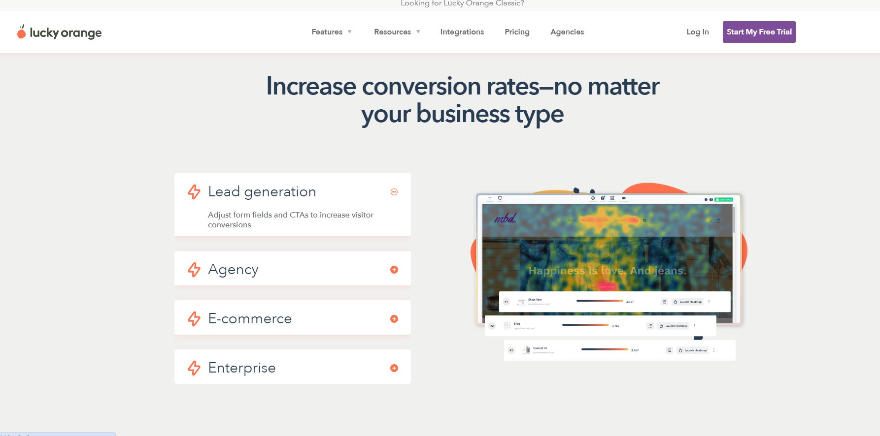 Lucky orange homepage
