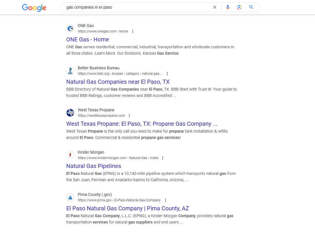 gas companies in el paso search result